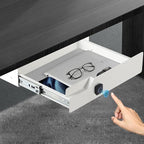 Under Desk Drawer Storage with Lock, 16"x11.8"x3.6", Metal Undermount Table Drawer, Ball Bearing Slides Out Tray Organizer fo