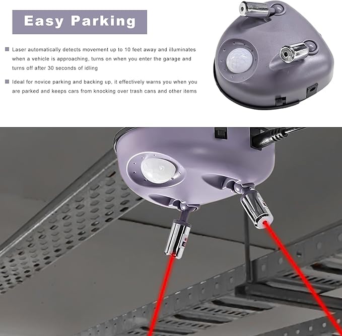 Parking Guide Assist Laser Sensor, 360 Degree Adjustable Car Stop Indicator with AC Adapter, Universal Dual Lasers Guide Motion Activated Parking Sensors for Most Cars