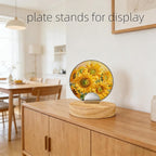 4 Pcs Premium Wood Adjustable Stained Glass Display Stands Tabletop Easels, Book Display Holder for Tile, Album, CD, Magazine, Postcard, Picture, Plate, Artworks, Phone, Tablet, Photos, Decor, Card (4, yellow-round)