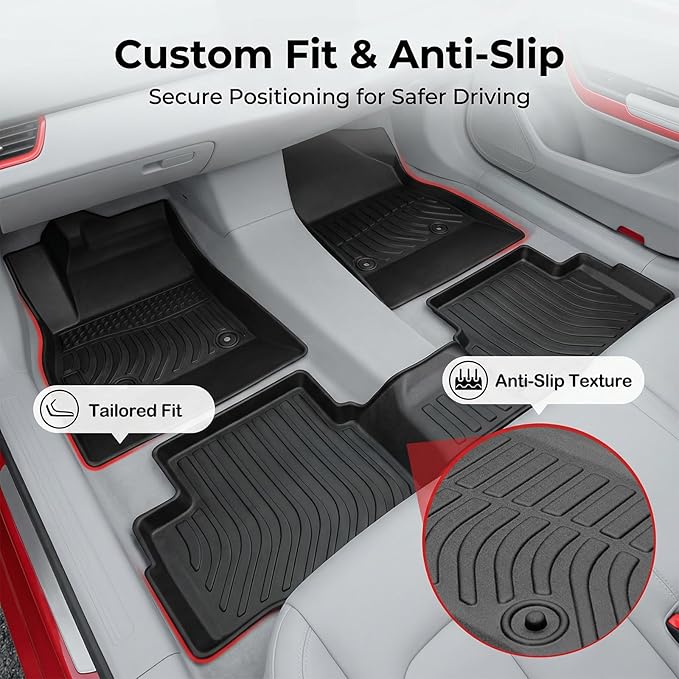 All Weather Floor Mats for 2016-2019 Chevy Cruze (No Fit 2016 Cruze Limited), Chevy Cruze Floor Mats, 1st and 2nd Maximum Coverage, 3D Waterproof TPE Rubber Protector Car Mats Full Set Liners
