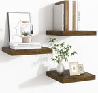 Fun Memories Floating Shelves for Wall - 9.3 Inch Square Shelves with Invisible Brackets, Small Wall Shelf for Living Room, B