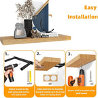 INHABIT UNION Oak Floating Shelves for Wall，24in Wall Mounted Display Ledge Shelves Perfect for Bedroom, Bathroom, Living Roo