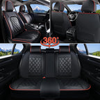 Coverado Car Seat Covers Full Set, Luxury Faux Leather Waterproof Seat Covers, Black Car Seat Covers, Universal Car Seat Prot