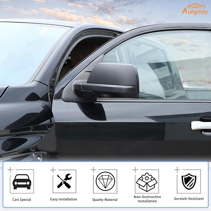 Car Door Rear View Mirror Cover Trim Compatible with Toyota Tundra 2007-2021 Sequoia 2008-2020 Exterior Rearview Mirror Housing Cap Protector Accessories, Only Fit Without Turn Signal Lights Version