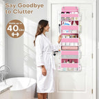 SpaceWhisper Over the Door Organizer, 5 Large Pocket Hanging Storage Organizer with 40lb Capacity, Space Saving for Nursery, 