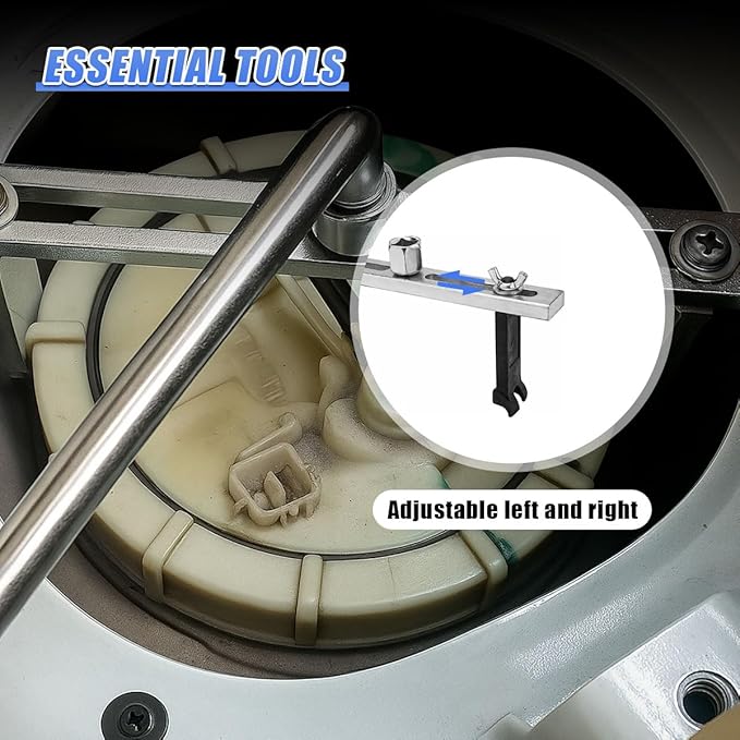 YoRise Car Fuel Pump Removal Tool, Adjustable Automotive Fuel Lid Tank Cover Collar Ring Remove Spanner, Universal Vehicle Lo