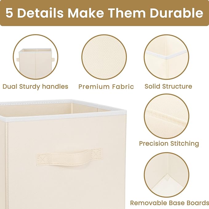Criusia Storage Cubes, 11 Inch Clothes Storage Bins with Dual Handles (10 Pack), Fabric Collapsible Storage Bins for Shelves 