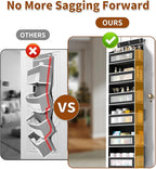 Over The Door Organizer with 6 Large Pockets, Over the Door Storage 12 Side Pockets, Hanging Door Organzier 44 lb Load Behind