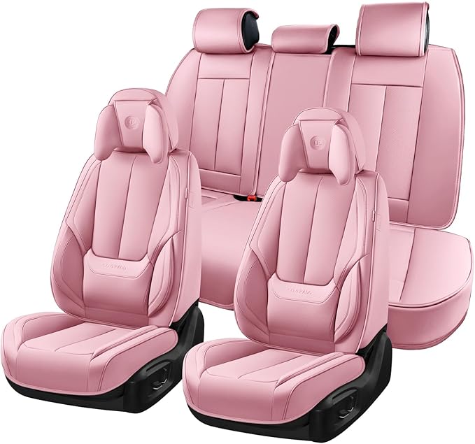 Coverado Seat Covers Full Set, 5 Seats Seat Covers for Cars, Waterproof Nappa Leather Car Seat Covers with Head Pillow, Seat 