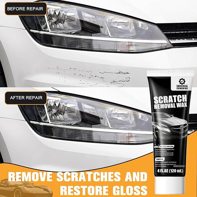 2Pcs Car Scratch Remover Wax, Universal Premium Polishing Compound for Deep Scratches, with two Sponge, Scratch Removal Wax(120 ML)
