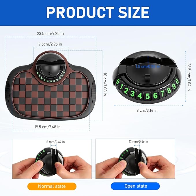 Multifunctional Car Anti-Slip Mat,Car Dashboard Mat,360° Rotatable Phone Holder Dashboard Pad with Temporary Parking Number,C