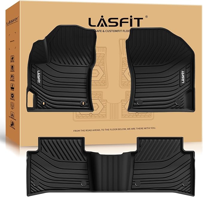 LASFIT 3D Custom Fit Floor Mats for Toyota Corolla 2020–2026 Sedan, All-Weather, Reinforced TPE,Anti-Slip Car Floor Mats 1st & 2nd Row, 3pcs, Black