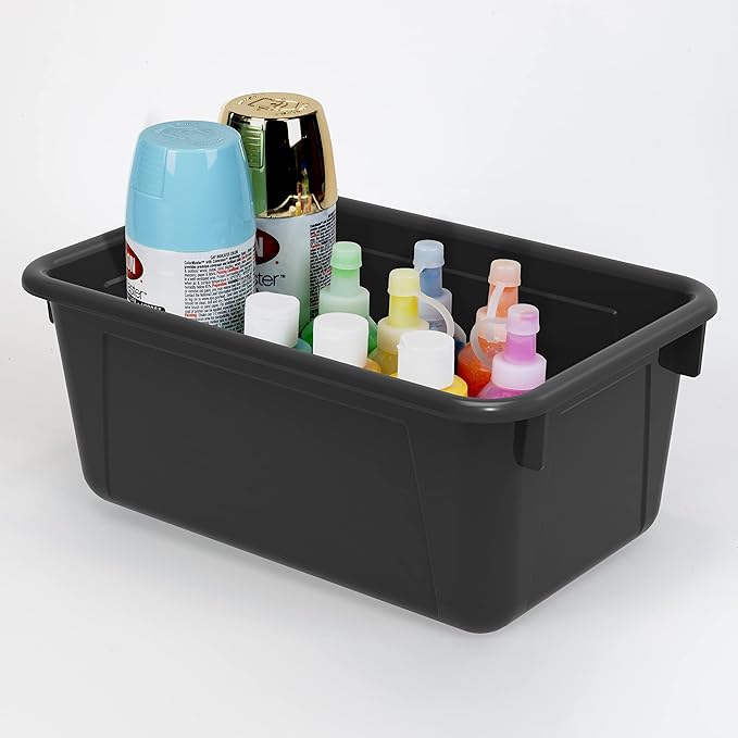 Storex Small Cubby Bin, 7.8 x 12.2 x 5.1 Inches, Black, 5-Pack (62466E05C)