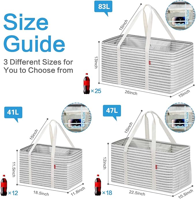 LHZK Standing Extra Large Utility Tote Bag with Metal Wire Frame and the Sides Rinforced, Extra Large Tote Bag with Handle,
