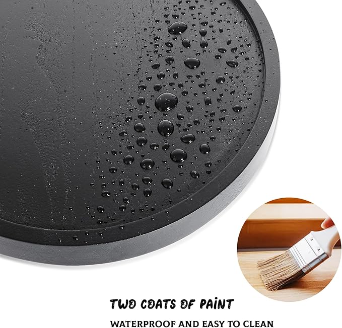 Round Decorative Tray Wood Bathroom Counter Organizer Farmhouse Kitchen Decor Wooden Riser for Soap Dish, Perfume, Candle, Sp