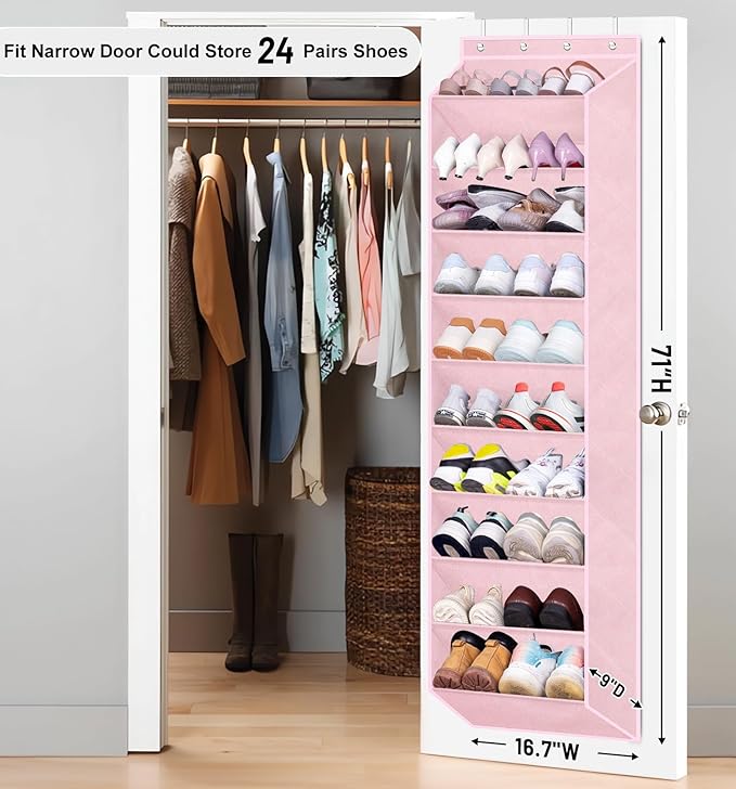 SLEEPING LAMB Over The Door Shoe Organizer for Closet, Kids Sneaker Storage for Hanging Shoe Rack for Door with Large Deep Po