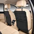 Back Seat Cover for Kids – 2 Mesh Pockets + 1 X-Large Storage Organizer, Waterproof Car Seat Back Protector for Vehicles, Protects Upholstery from Dirt, Mud & Scratches, Black (2)
