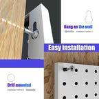 Spampur Peg Board, 4 Pack Metal Peg Board Panels, White PegBoard Wall Organizer for Gaming Room, Office, Craft Room Storage a
