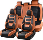 Coverado Car Seat Covers Full Set, Seat Covers for Cars, Front Seat Covers and Back Seat Cover Waterproof Leather Automotive 