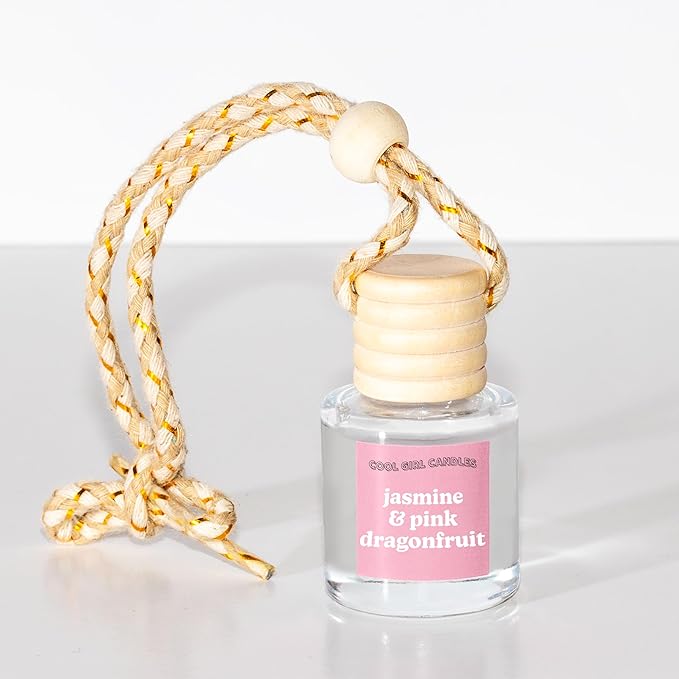 COOLGIRLCANDLES Jasmine Pink Dragonfruit Car Hanging Fragrance Oil Air Freshener for Essential Oils, Long Lasting Car Diffuse