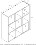 Furinno Simplistic 9-Cube Organizer with Bins, Small Size (Assembled unit dimensions : 7.9"D x 26.5"W x 26.7"H inches), Espre