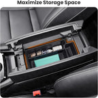2Pcs Center Console Organizer compatible with Nissan Rogue 2021-2026, Armrest Insert Secondary Tray Lower Console Storage Box, Rogue Interior Accessories, Black ABS Plastic