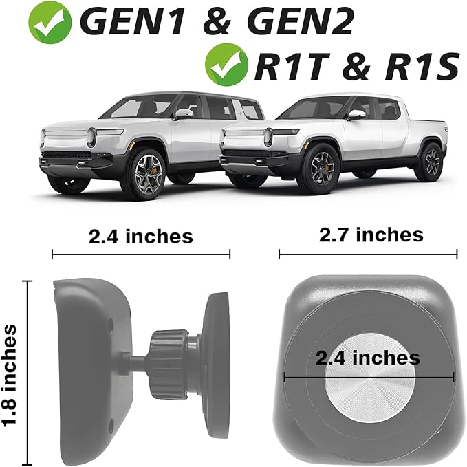 BestEvMod Seat Back Second Row Anchor 1/4 Screw Mount Phone Holder Tablet Mag Safe Compatible with 2022-2024 2025 2026 Rivian R1T&R1S Backseat fits All Phones&Android 360° Adjustable (Mag Safe)