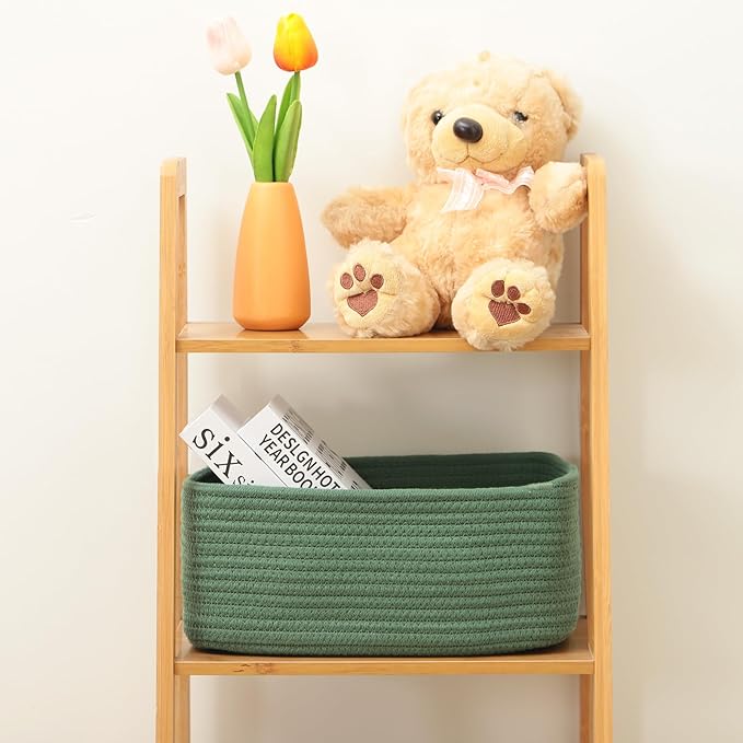 MiniArk Small Storage Baskets for Organizing | Closet Organizer Bins | Shelf Toy Basket | Woven Rope Baskets | Cube Decorativ