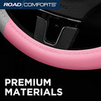 Road Comforts Car Steering Wheel Cover - Microfiber Leather Steering Wheel Wrap Sports 14.5-15 Inch Steering Wheel Cover Non-