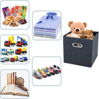Black Fabric Cubby Storage Bins,13x13x13 Inches ,Cube Organizer Bin Foldable Storage Boxes with Dual Handles Fabric Organizer