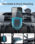 APPS2Car Sturdy CD Slot Phone Mount Upgraded Wireless Charger with One Hand Operation Design, Hands-Free Car Phone Holder Compatible with iPhone 17 Pro Max Plus 16 15 14 13 12 11, Samsung S25 S24