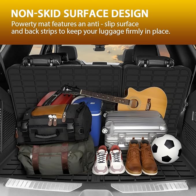 Powerty Floor Mats for 2021-2025 2026 Chevrolet Chevy Tahoe/GMC Yukon 7 Passenger Car Mats, All Weather TPE Custom Cargo Liner Seat Back Covers Protectors Full Set Car Accessories (Not for Yukon XL)