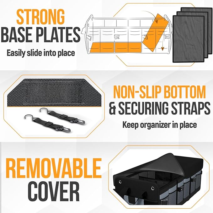 FORTEM Trunk Organizer For SUV Car Organizer and Storage, Multi-Compartment Storage Bag Car Accessories for Women Men, Perfect