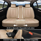 Coverado Car Seat Covers Full Set, Premium Nappa Leather Seat Covers for Car, Waterproof Car Seat Protector with Lumbar Suppo