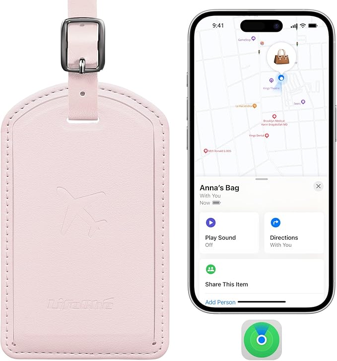 Luggage Tags Built-in Anti-Loss Tracker, Luxury Leather Luggage Tags for Suitcase, Travel Bags, Backpacks, Travel Organizer f