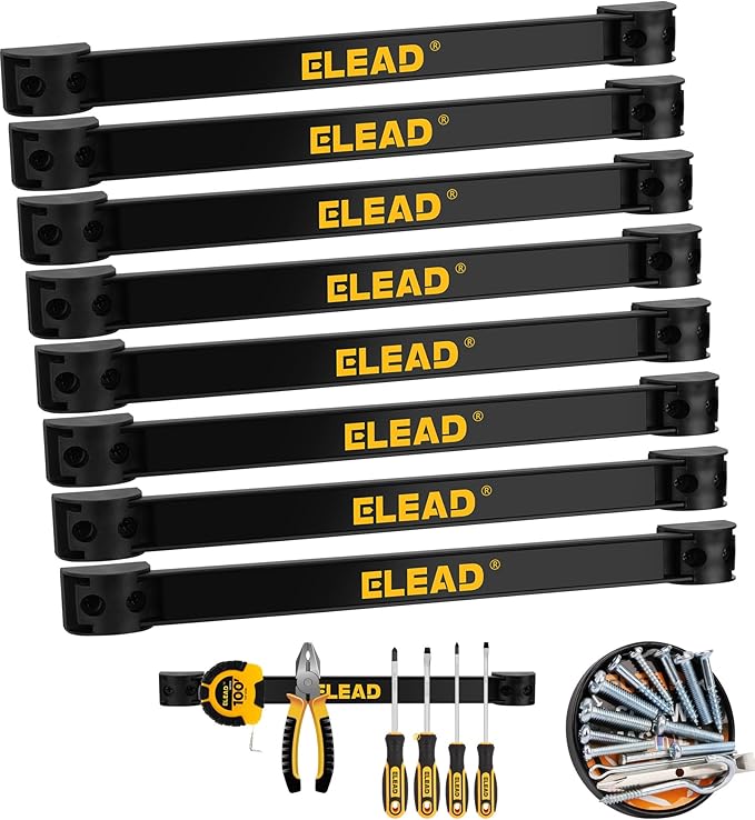 ELEAD 9-Piece 12" Magnetic Tool Holder Storage Organizer - Wall Mount Rack Garage Organization Power Magnet Hanger Workbench 