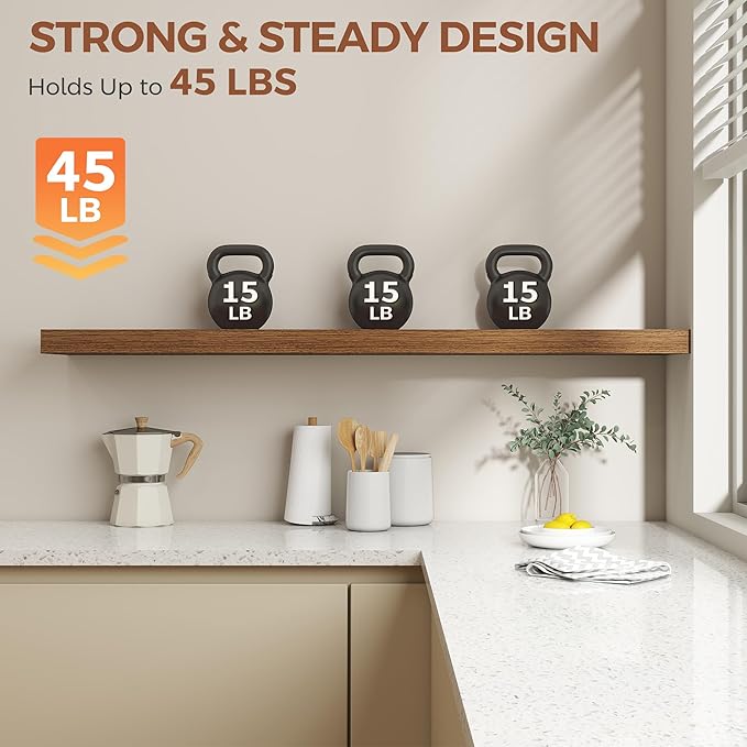 Dreamland 55 Inch Floating Shelves for Wall,8 Inch Deep Floating Shelves,55" W x 8" D Wall Shelves for Bedroom,Living Room, K