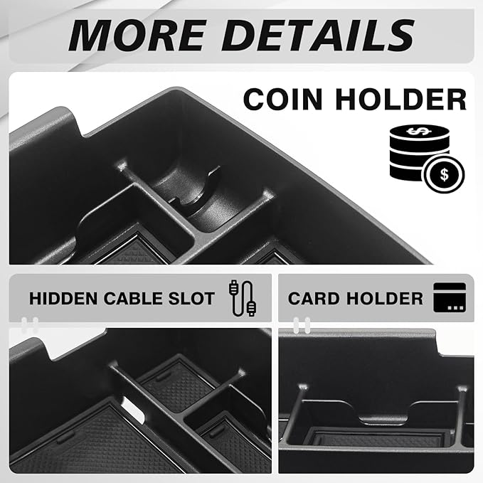 Muslogy 2PCS Center Console Organizer & Hidden Storage Box One-Touch Compatible with Kia K4 2025 Accessories Armrest Privacy Insert Tray Console Divider Insert Organizer