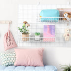 Blulu 4 Pcs 15.75 x 3.94 x 1.97 Inch Metal Grid Wall Baskets with Hooks Grid Wall Shelves Hanging Wire Basket Multi Function 