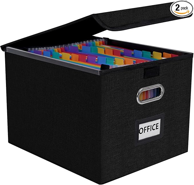 File Organizer Box with 25-Pocket Accordion Folder, File Folder & Protective Lid - Document Storage for Home, Office, School,