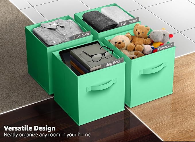 Sorbus 13 Inch Storage Bins - Sturdy Collapsible Fabric Storage Cubes with Handle - 8 Foldable Baskets for Organizing Clothes