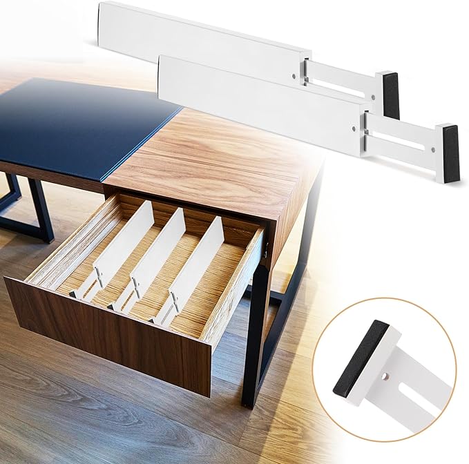 Sawysine 12 Pcs Bamboo Drawer Dividers Adjustable Drawer Organizers Spring Separators Organization Expandable Organizers for 