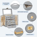 AKOZLIN 6-Tier Jewelry Box Organizer Functional 5 Drawers Leather Jewelry Storage Case for Women Girls Ring Necklace Earring 