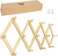 AMAPON Accordion Style Expandable Wall Wooden Coat Rack 13 Hooks (Pegs) Hang Hats Jackets Coffee Mug Purses Necklaces Towels 