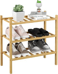 ROMGUAR CRAFT 3-Tier Bamboo Small Shoe Rack, Free Standing Wood Shoe Shelf Storage Organizer for Closet Entryway Stackable (N