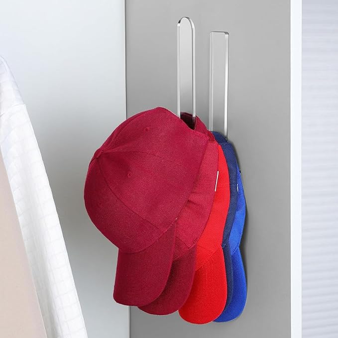 Yosoo Health Gear Acrylic Hat Organizer Wall Mounted Hat Hook, 4Pcs Self Adhesive Organize Hook for Bedrooms Living Room, Eas