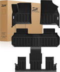 3W Floor Mats for Chevy Traverse 2024-2026 (Only 7 Seats) & GMC Acadia 2024-2026 (Only 7 Seats) & Buick Enclave 2025-2026, All Weather TPE Custom Fit Floor Liners
