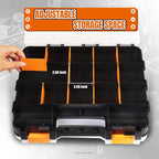 Jack Boss Tool Box with Transparent Lid, Double Side 34-Compartments Organizer Box with Removable Dividers for Hardware, Scre