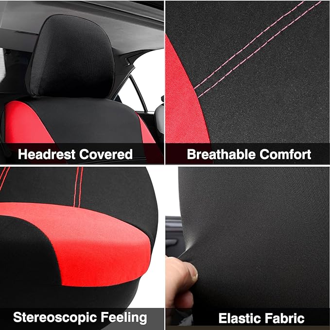 Foneso Car Seat Covers, 100% Breathable with Composite Sponge Inside, Airbag Compatible Universal Fit Accessories Auto for Ca