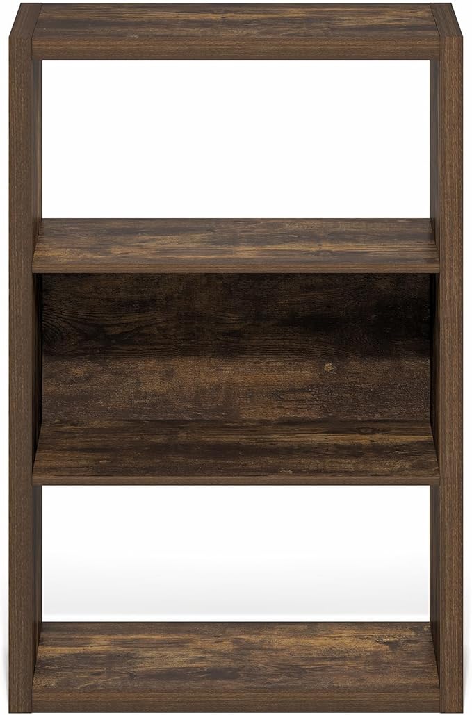 Furinno Viola Book Shelf, 3-Tier Bookshelf, Extra Thick Frame Bookcase with Open Shelf, Open Back Design, 11.3" x 23.2" x 35.